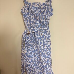 Monteau Blue and White Sleeveless Sundress Midi